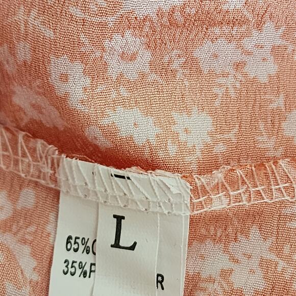 Large Orange Floral Silky Tank Top Blouse - Picture 3 of 5